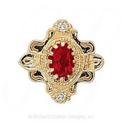 GS345 G/D - 14 Karat Gold Slide with Garnet center and Diamond accents 